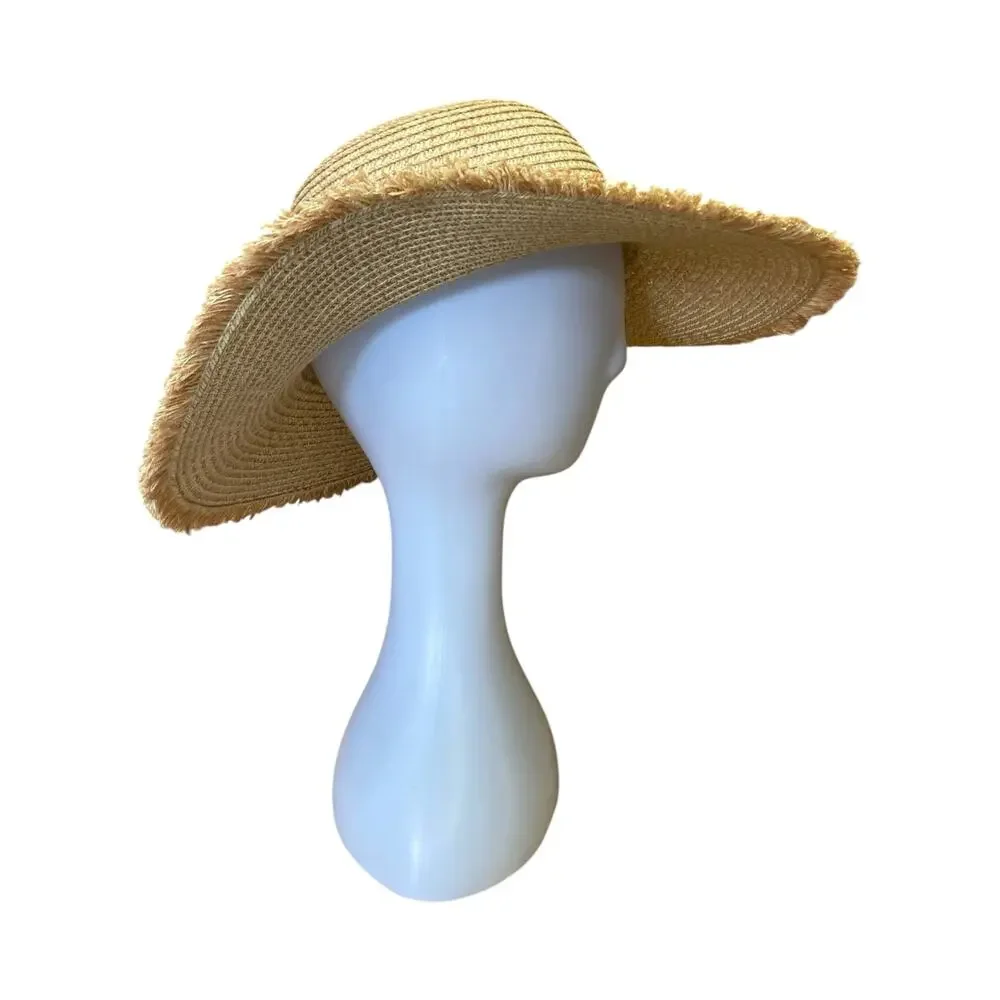 Y2K Wide Brim Straw Sun Hat | Vintage Beach Hat with Adjustable Band